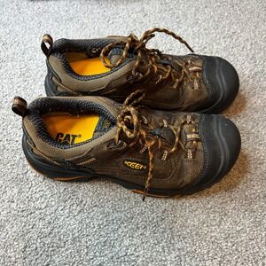 KEEN utility shoes mens 7 Brown Leather Work Hiking Boots Composite Toe braddock